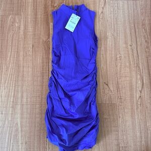 Zara Vibrant Purple Ruched Mini Dress